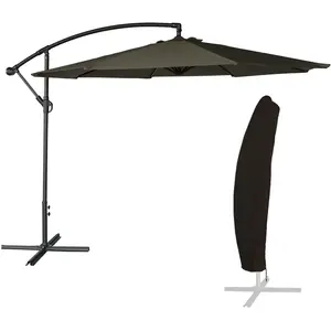 Happy Garden - Parasol déporté oahu rond 3m de diamètre gris + housse pas cher