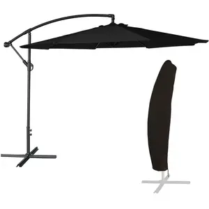 Parasol déporté - HAPPY GARDEN - OAHU - Toile anti-UV - Ø3m - Noir pas cher