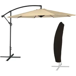Happy Garden Parasol déporté OAHU rond 3m de diamètre beige + housse pas cher