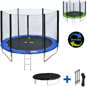 Pack Premium Trampoline Ø245cm bleu et vert avec filet + échelle + bâc...