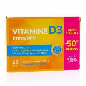 PHARMASCIENCE Immunité - Vitamine D3 45 gélules pas cher