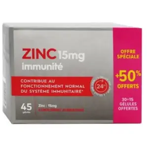 Comparateur de prix : Pharmascience Zinc immunité 15mg 45 gélules
