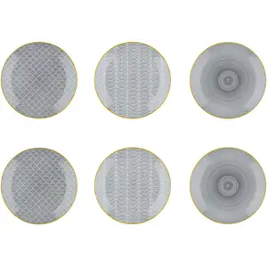 Comparateur de prix : Björn Lot de 6 assiettes à dessert en porcelaine gris D21
