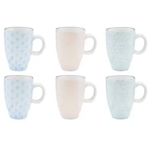 Comparateur de prix : Lot de 6 tasses en porcelaine multicolore D5