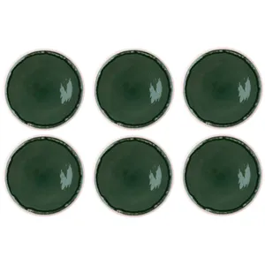Lot De 6 Assiettes Plates En Grès Vert D27Vendu paramazon