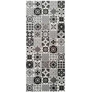 Comparateur de prix : Mani Textile Tapis de Cuisine Carreaux de Ciment Black, Dimension: 50x120