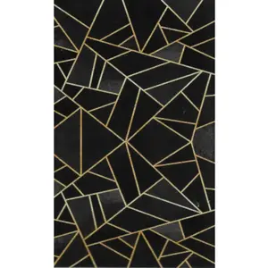 Comparateur de prix : Mani Textile - Tapis Grafic Noir Doré Dimensions - 50x80