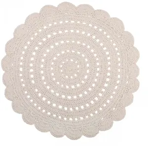 Comparateur de prix : Nattiot Tapis lavable rond Alma crochet écru lavable en machine (120 cm)