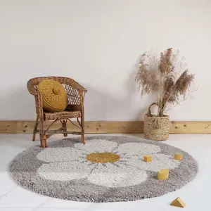Comparateur de prix : Nattiot Tapis rond Bohemian daisy beige