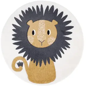 Nattiot Tapis Chambre Enfant Rond Petit Lion Jaggo Multi pas cher