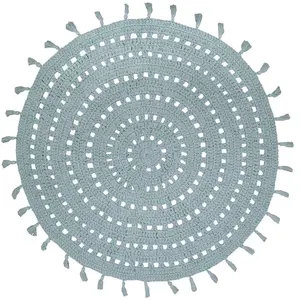 Nattiot Tapis lavable rond Nila vert d'eau (120 cm) pas cher