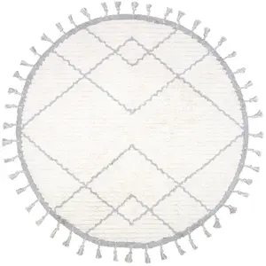 Comparateur de prix : NATTIOT ~ Tapis Enfant Côme tufté Machine en Coton Coloris Gris Rond Ø120