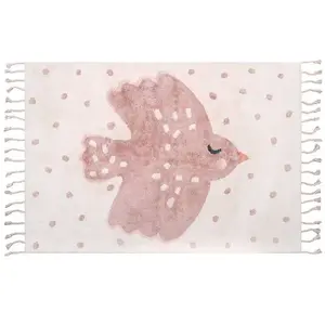 Comparateur de prix : Nattiot Tapis Chambre Enfant Coton Lavable Motif Oiseaux Birdy Multicolore