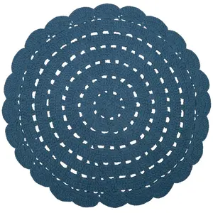 Comparateur de prix : Nattiot Tapis lavable rond Alma crochet bleu (120 cm)