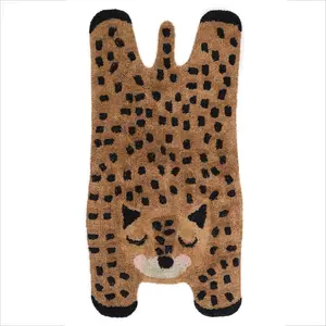 Comparateur de prix : NATTIOT ~ Tapis Enfant Cheetah tufté Machine Coton Coloris Brun 65x125