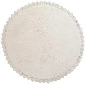 Comparateur de prix : NATTIOT ~ Tapis Enfant Perla crocheté Main en Coton Finition Crochet écru Ø110