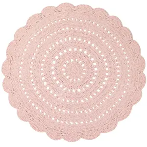 Comparateur de prix : NATTIOT - Tapis bébé Rond Lavable Crochet Alma, Rose Nude, Ø120cm