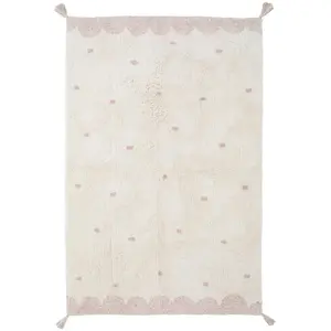 Comparateur de prix : Nattiot Tapis Chambre Enfant Coton Lavable À Pois Minna Blanc