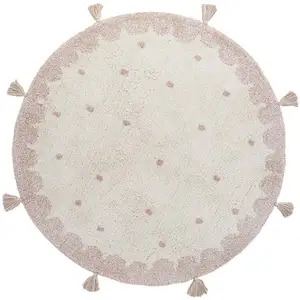 Comparateur de prix : Nattiot Tapis Chambre Enfant Coton Lavable À Pois Mallen Blanc