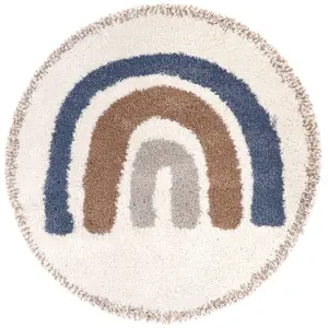 Comparateur de prix : Nattiot Tapis rond Bohemian rainbow Arc-en-ciel bleu (120 cm)