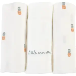 Lot de 3 langes bébé coton bio* Ananas