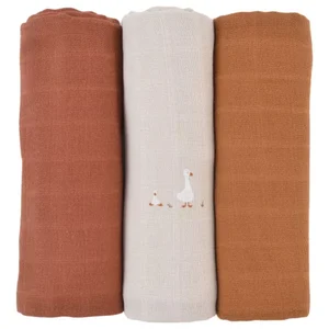 Comparateur de prix : LITTLE CREVETTE Lot de 3 langes bébé coton bio* Nils