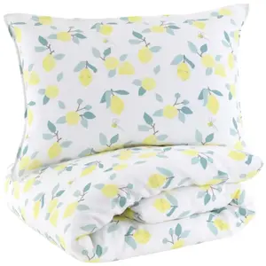 Comparateur de prix : LITTLE CREVETTE Parure de lit bébé taie et housse de couette 100x140 cm gaze de coton Limonade