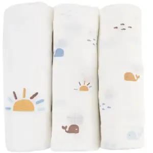 Comparateur de prix : LITTLE CREVETTE Lot de 3 langes bébé coton bio* Malo