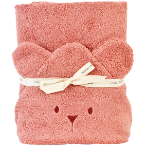 Cape de bain à oreilles Ourson - bois de rose pas cher