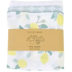 LITTLE CREVETTE Lot de 3 langes bébé coton bio* Limonade