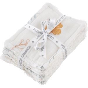 LITTLE CREVETTE Lot de 6 lingettes lavables Dream Forest pas cher