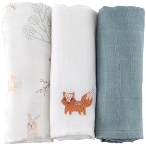 LITTLE CREVETTE Lot de 3 langes bébé coton bio* Dream Forest