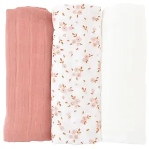 Comparateur de prix : LITTLE CREVETTE Lot de 3 langes bébé coton bio* Thaïs
