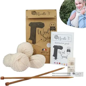 Needle It Kit de tricot DIY Echarpe- Ecru - accessoires inclus