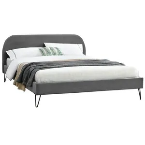 Comparateur de prix : Cadre de lit en velours gris & pieds noirs 140x190 cm PHOENIX CONCEPT USINE