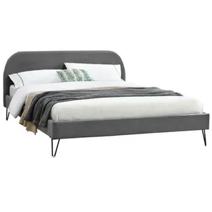 Comparateur de prix : Cadre de lit en velours gris & pieds noirs 160x200 cm PHOENIX CONCEPT USINE