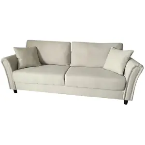 Comparateur de prix : Canapé droit en tissu 4 places beige LUCERNE, Concept Usine TU