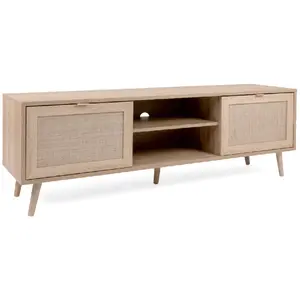 Concept-Usine Tivat - Meuble Tv En Bois Avec Placards En Cannage 150cm pas cher