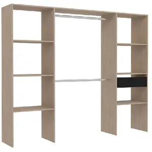 Comparateur de prix : Dressing bois CONCEPT USINE - 6 étagères, 1 tiroir et 2 penderies - Ma...