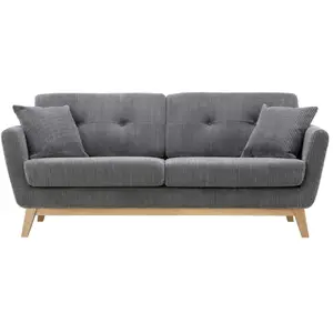 Canapé scandinave 3 places velours côtelé gris clair HOGA CONCEPT USINE pas cher