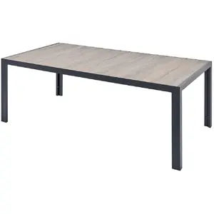 Concept-Usine Table Aluminium Et Plateau Effet Bois 10 Personnes Lagos pas cher
