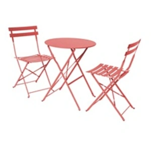 Comparateur de prix : SWEEEK Table de jardin bistrot pliante métal + 2 assises terracotta Ø60 x 70cm acier thermolaqué