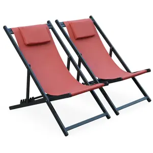 SWEEEK Lot de 2 chiliennes en aluminium terracotta