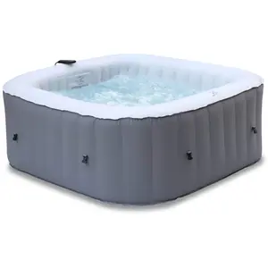 SWEEEK Spa carré gonflable pour 4 personnes, avec télécommande de contrôle, Gris