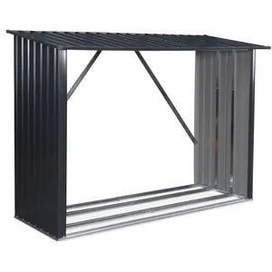 SWEEEK Bûcher en métal de 80 x 215 x 155 cm, gris anthracite en acier pas cher