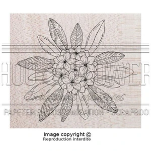 Tampon bois Flowers 7 x 8 cm pas cher