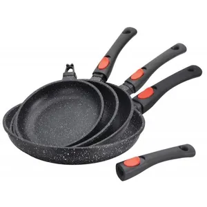 Lot de 4 poêles effet pierre 30,28,24 et 20 cm SHEPLER avec manche amo... pas cher