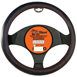 Couvre Volant Simili Cuir Avec Surpiqure Rouge Turbotech pas cher