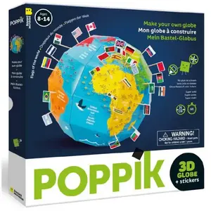 Poppik - Globe à construire Drapeaux Multicolore taille unique