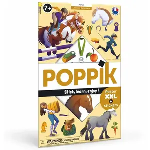 Comparateur de prix : Poppik Jeu créatif Poster pédagogique 100 x 70 cm et 48 stickers chevaux